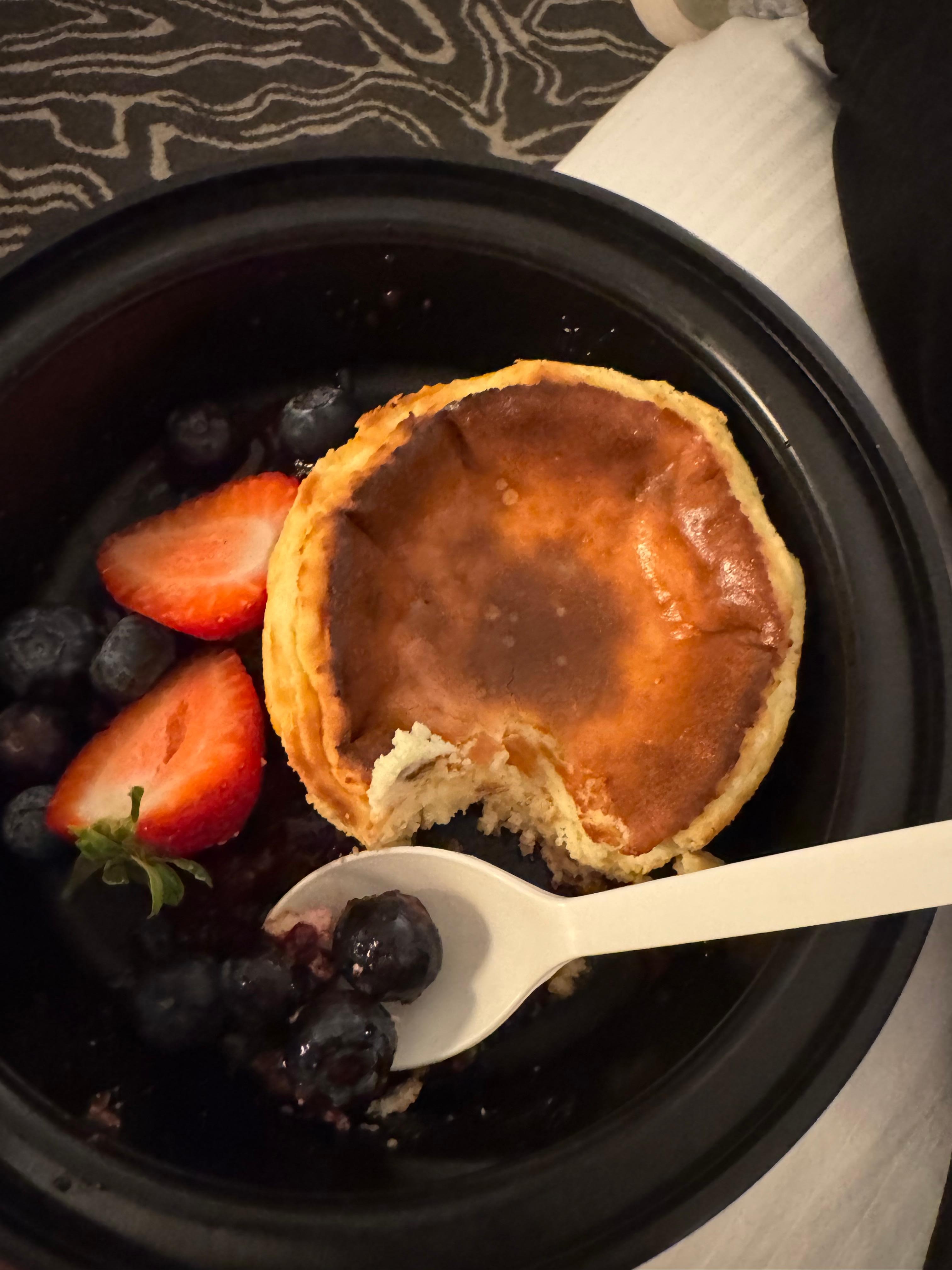 Cheesecake, don’t bother.  I wouldn’t recommend eating at the hotel. So many restaurants available.