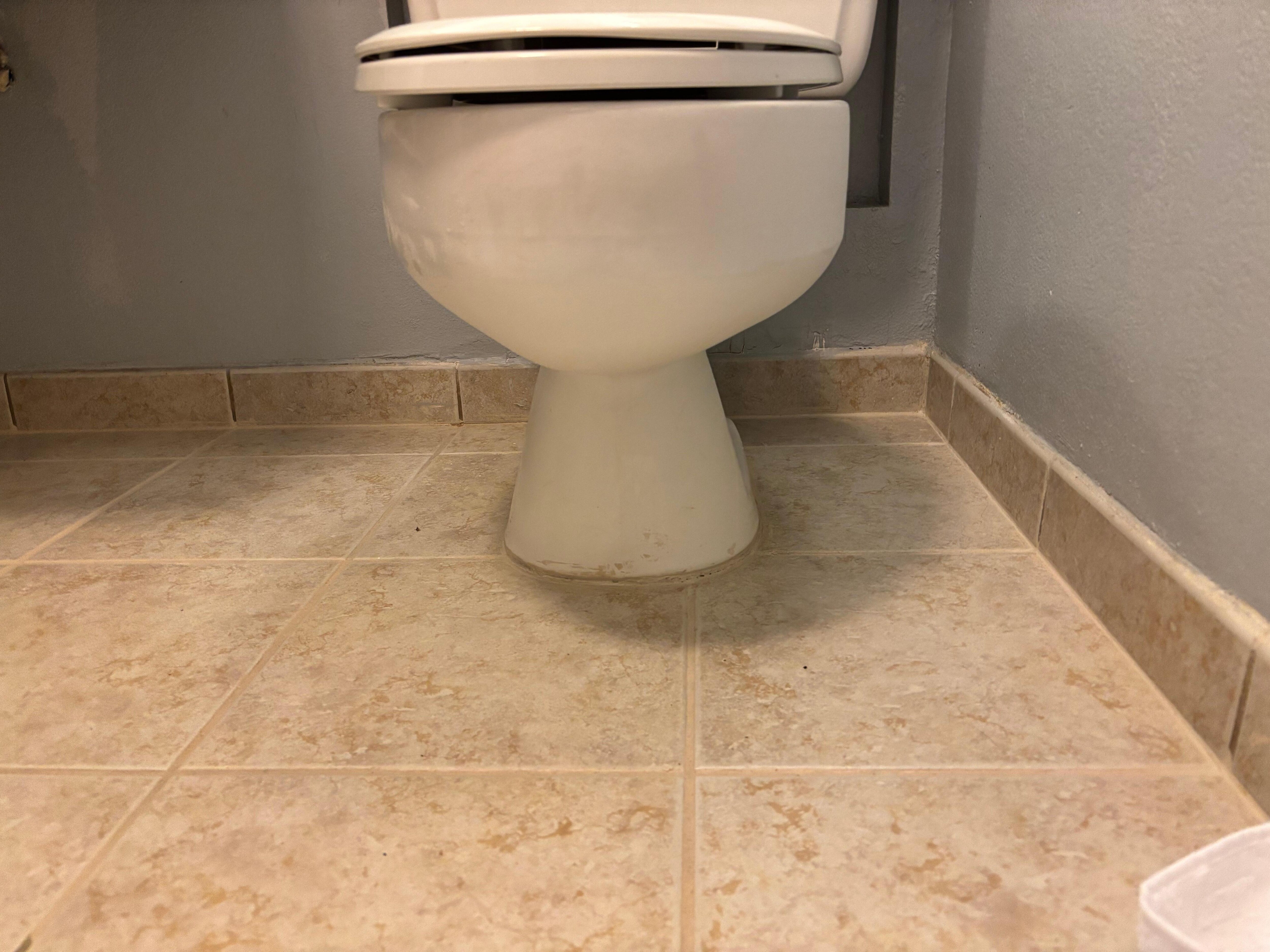 The floor is tilted by an inch and a half, the toilet tilts and is a hazard for children and elder 