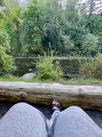 Riverfront seating area.