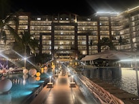 Walking up from pool area