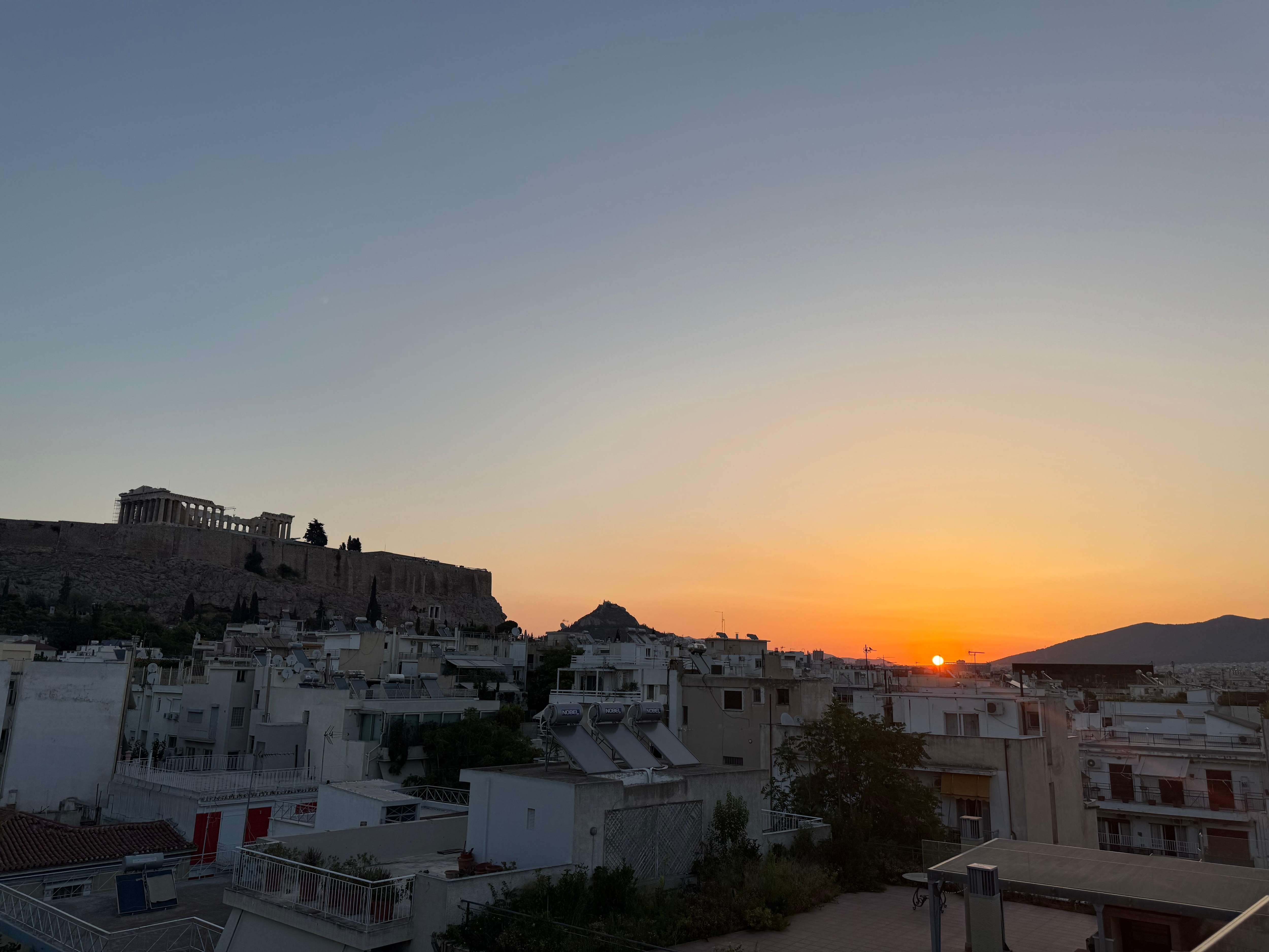 Sunrise from rooftop terrace