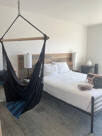 The hammock chair in the room was my husband’s favorite spot