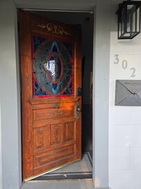 I loved this beautiful stain glass window in the front door.