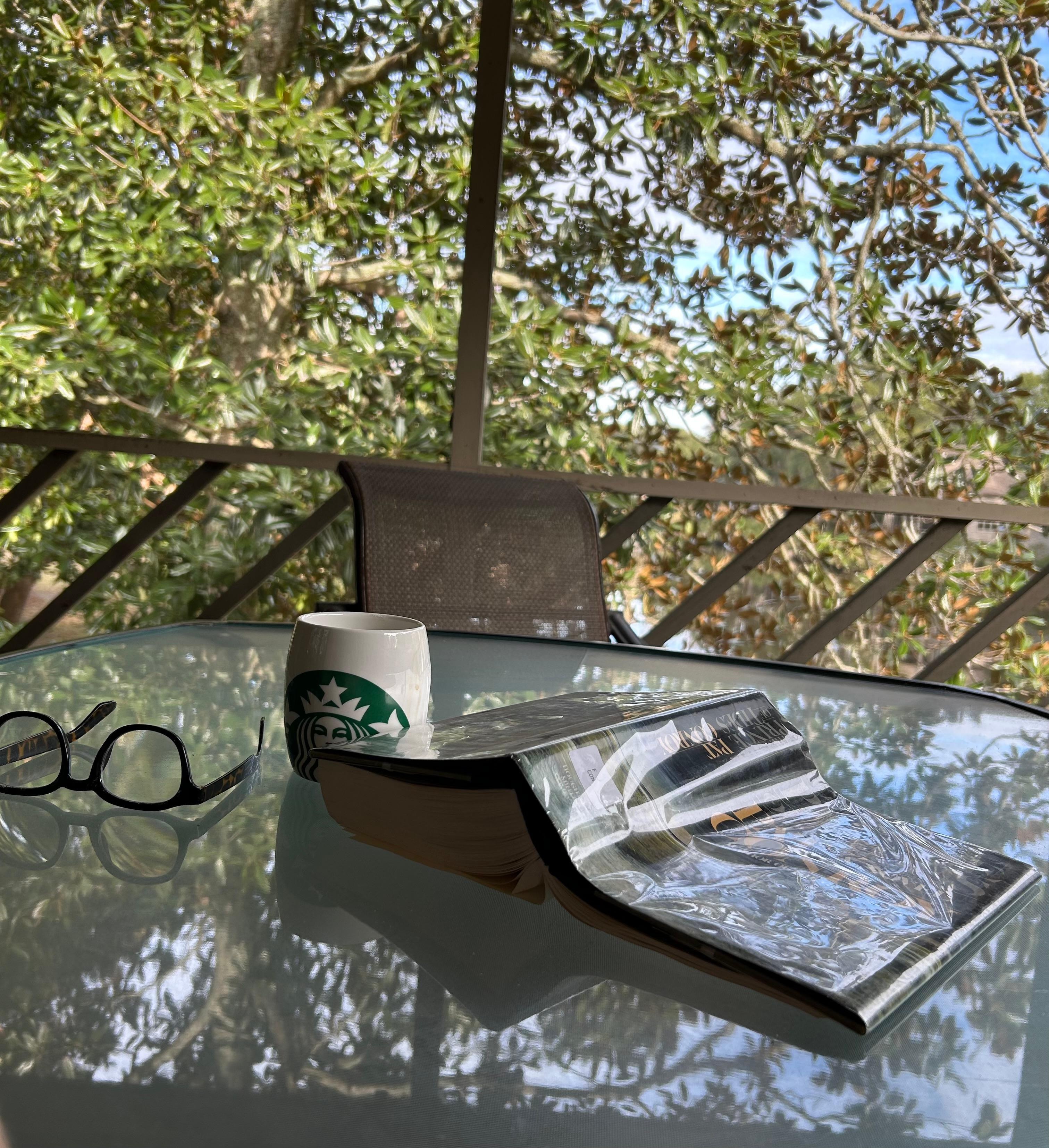 The screened-in porch was a perfect place to enjoy a cup of coffee!