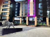 The entrance was beautiful with touch of neon to accent it and make it stand out