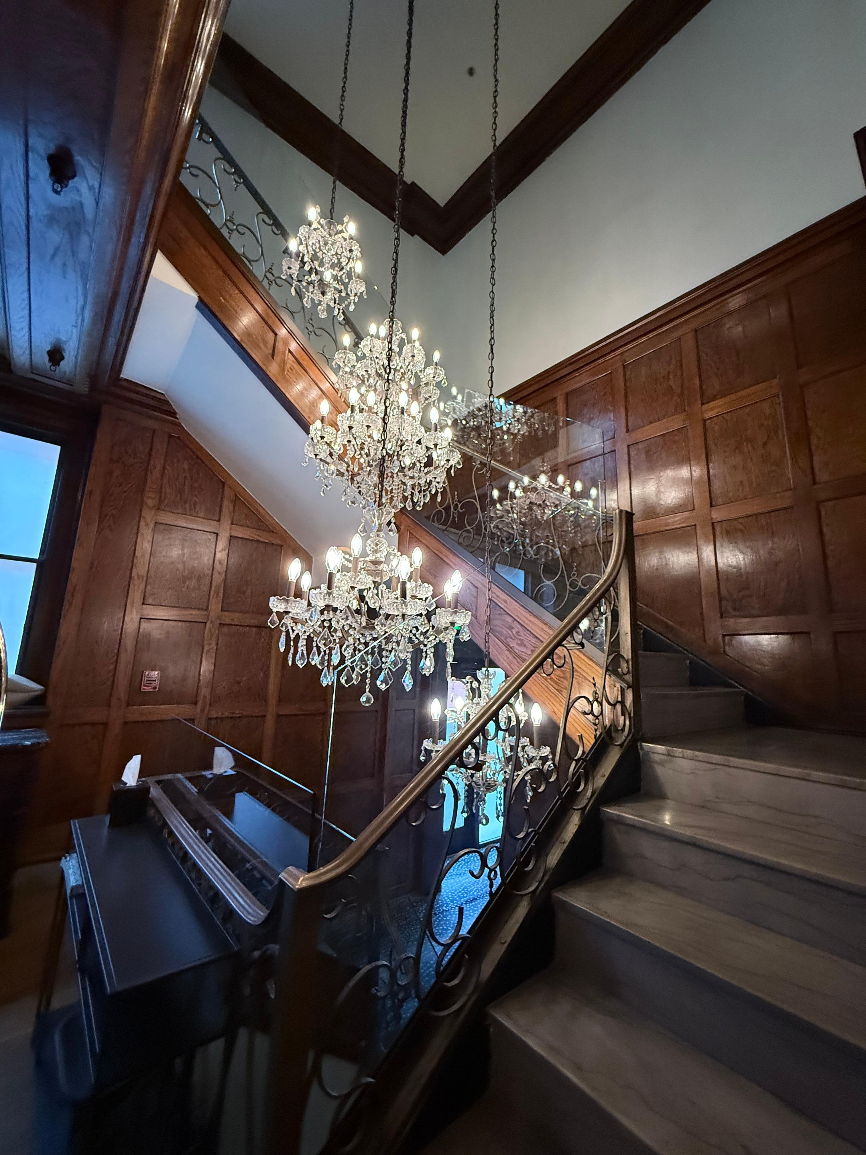 The stairs in the lobby