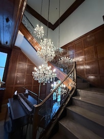 The stairs in the lobby