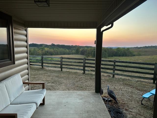 Front porch with sunset