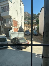 This is the view from my room, overlooking the parking area behind the building.
