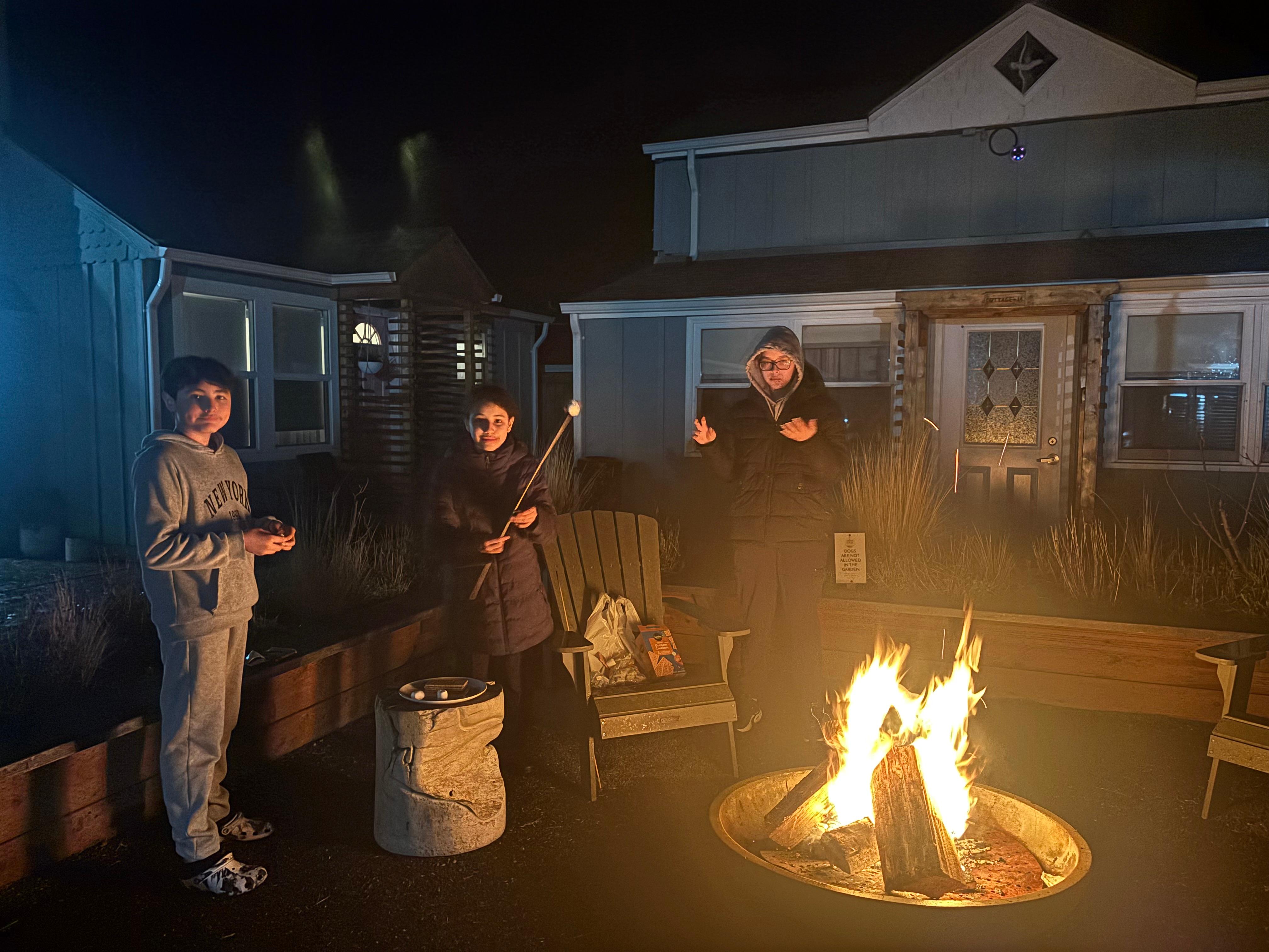 Fire pit closely outside room 