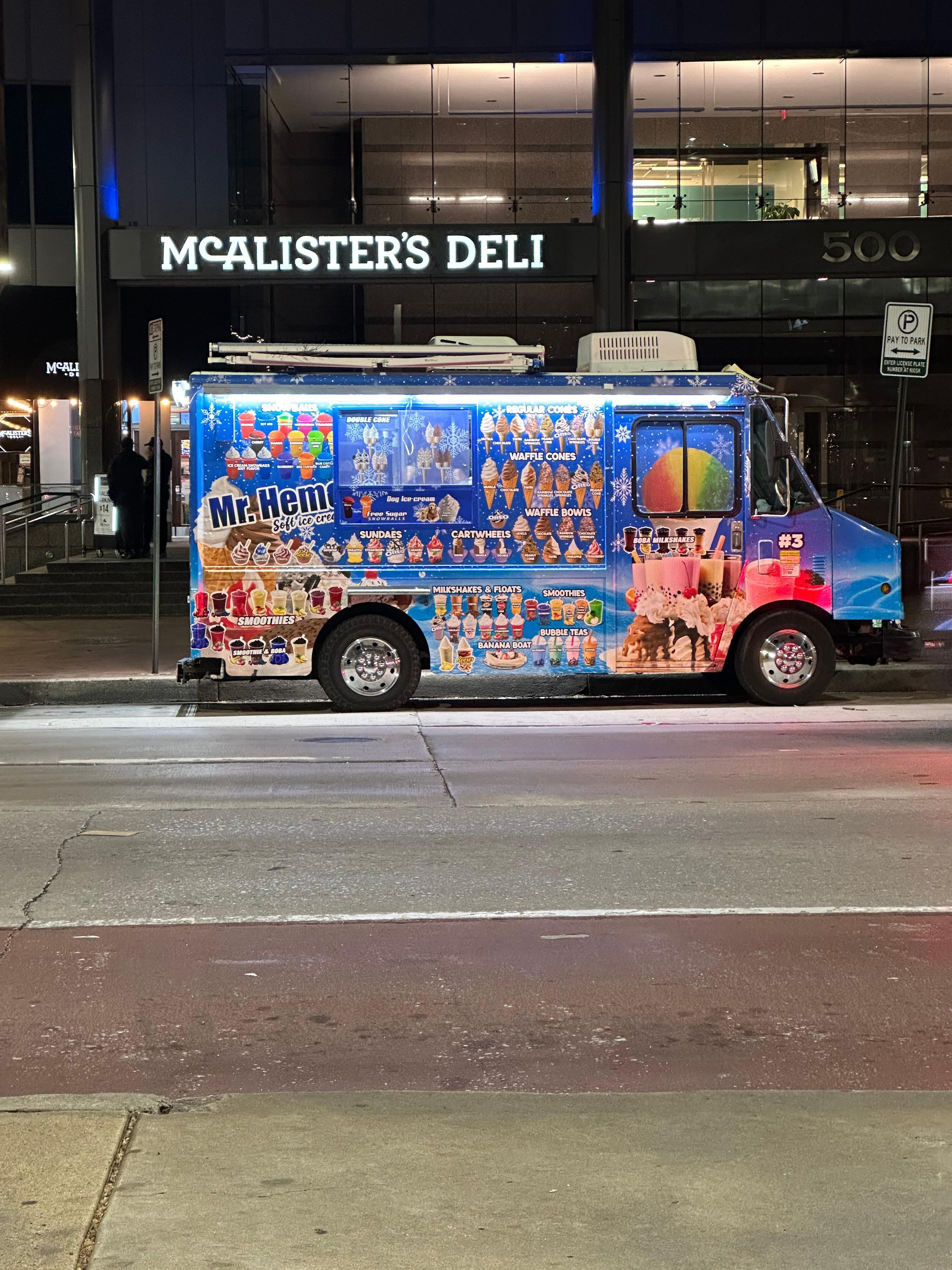 Ice cream truck near by.