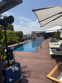 Roof top pool is amazing until it turns into a night club