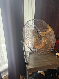 Fan provided but not enough for the hot weather.
