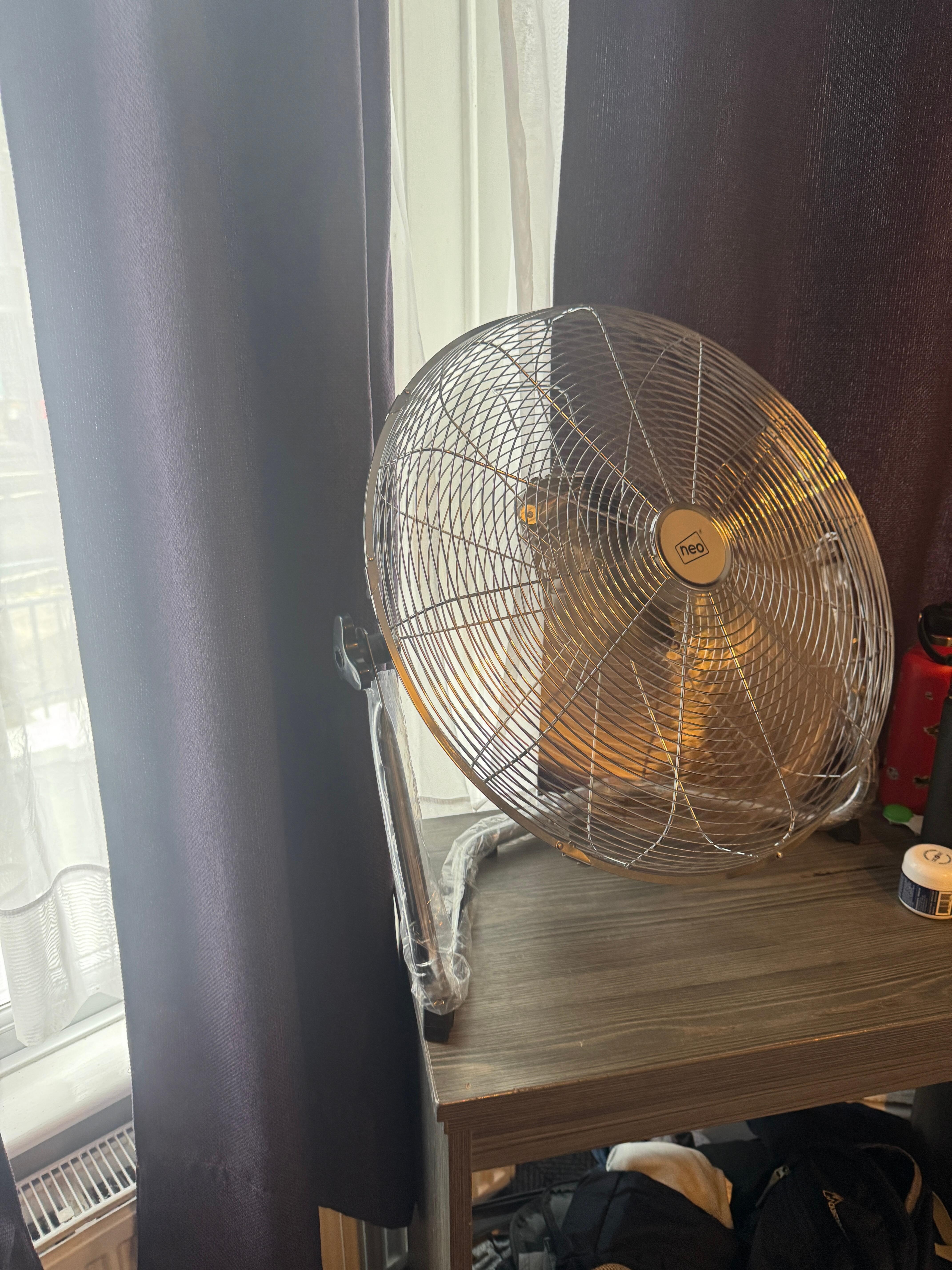 Fan provided but not enough for the hot weather.