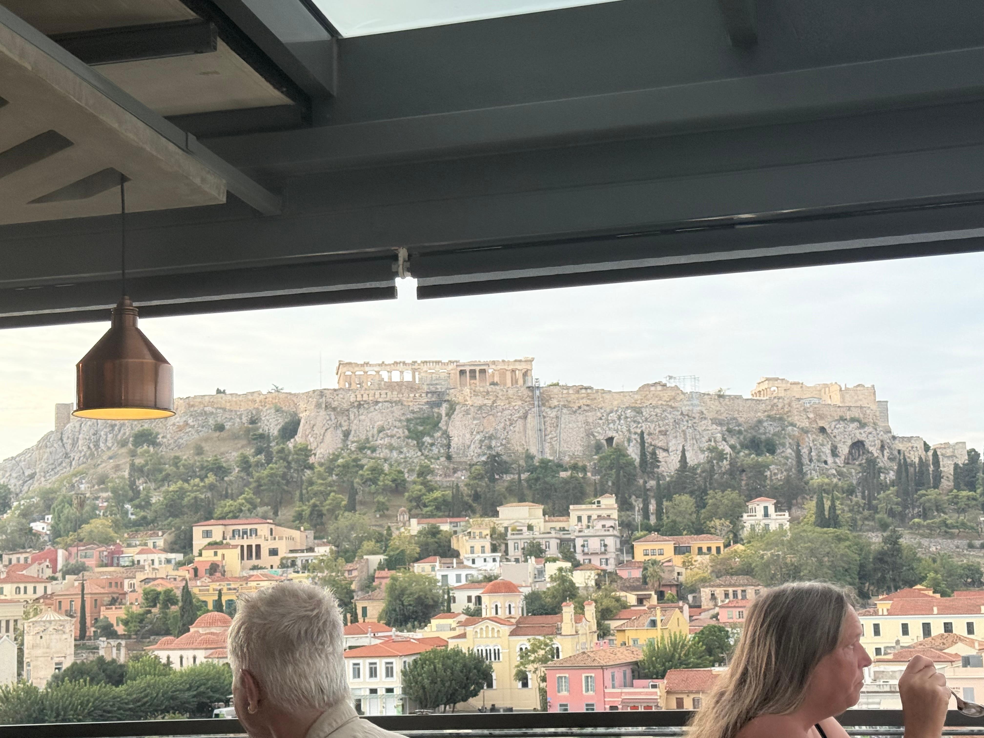 View from hotel rooftop restaurant.