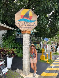 Me in front of our sweet boutique hotel La Vella.