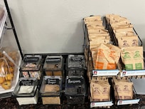 Loved the variety of toppings to add to oatmeal or top your waffles!  They have whipped cream too to top it off!