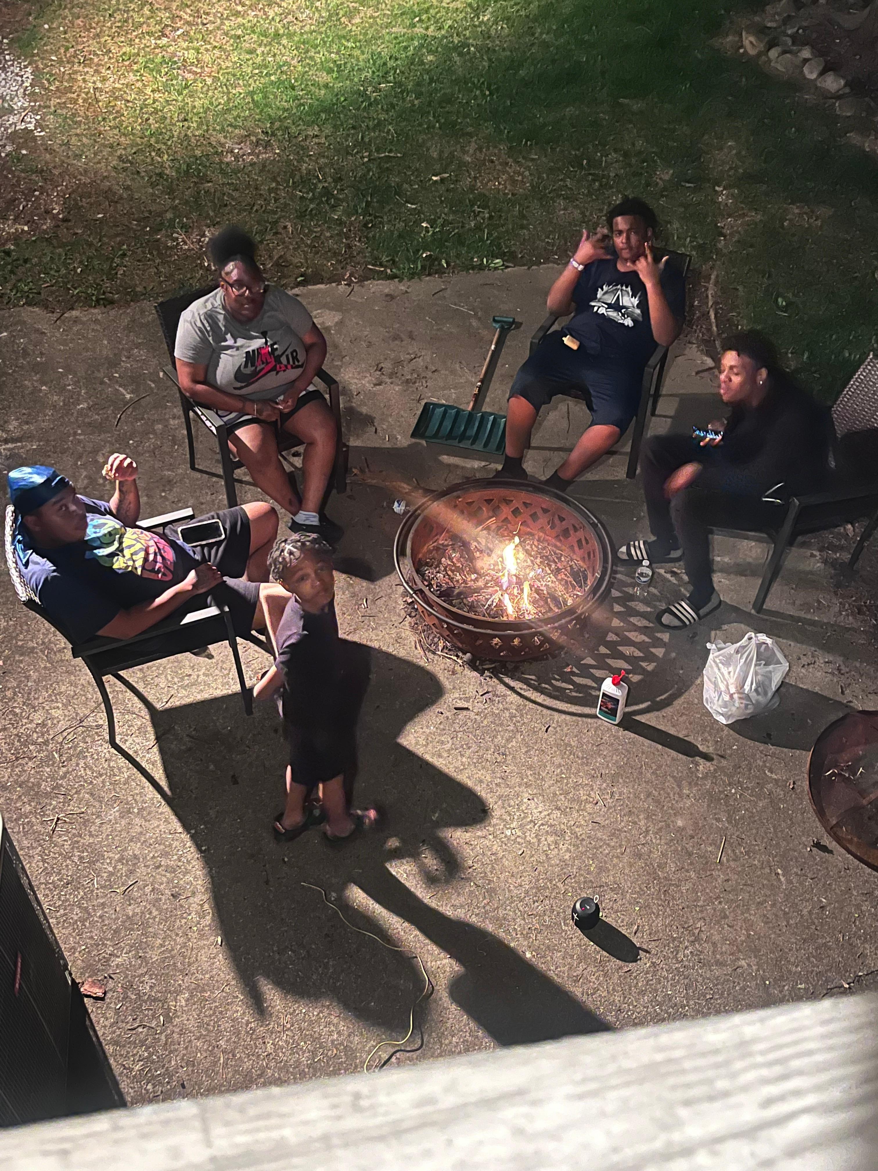 Sitting by the fire pit