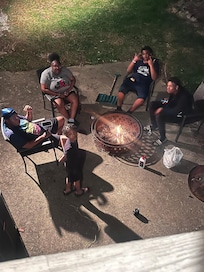 Sitting by the fire pit