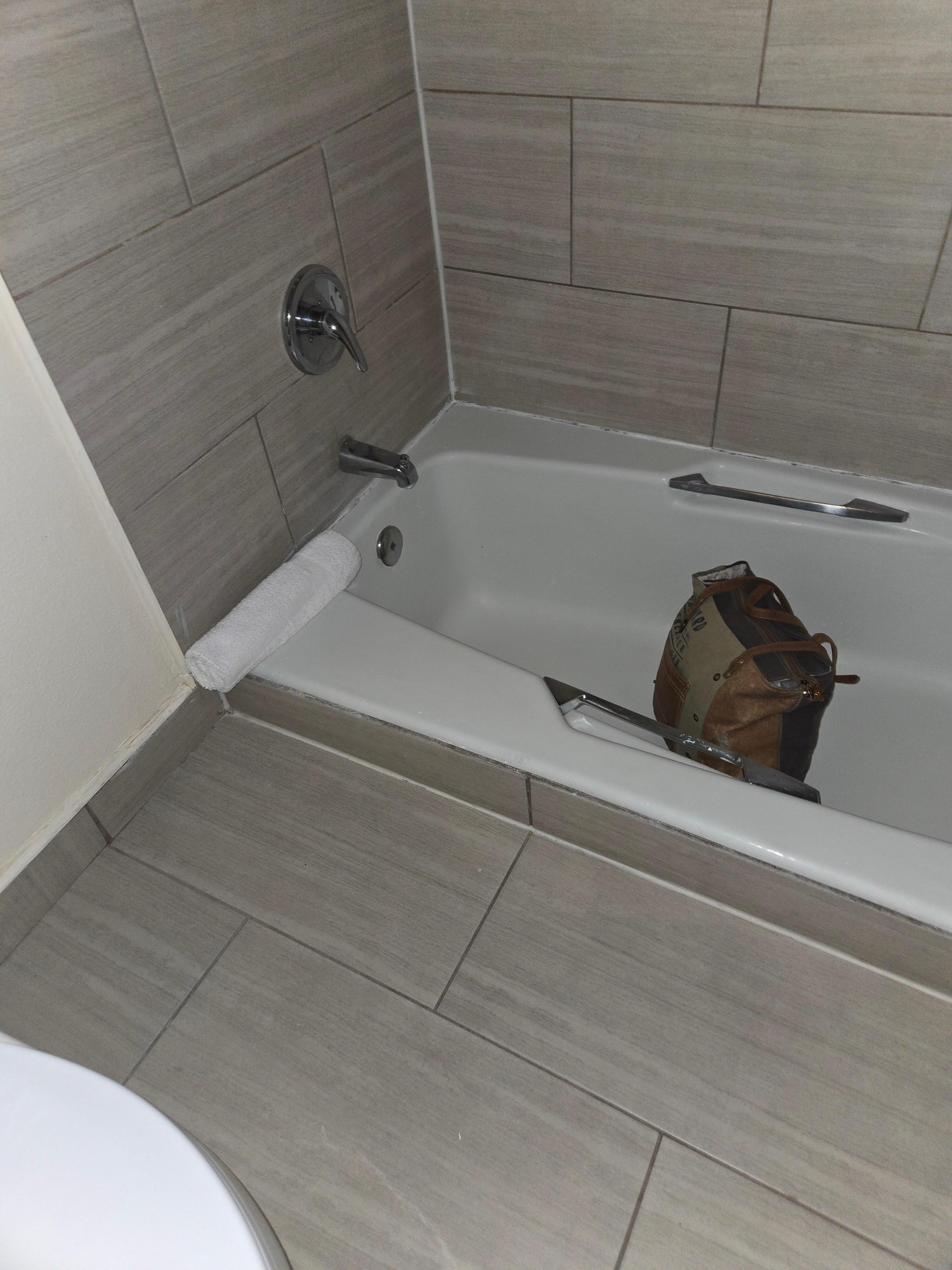 Sunk down in a hole tub set up