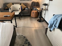 Moved heavy oversized desk( way too large for small room) to right side of bed so I could work there
