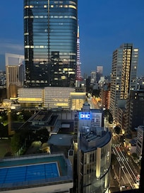 Vue sur la Tokyo Tower et la piscine de lâĂ©cole dâen face