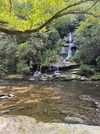 Tom's Branch Falls, an easy walk up the Deep Creek trail! Don't miss it!
