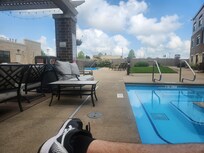 Post workout chill by the pool.