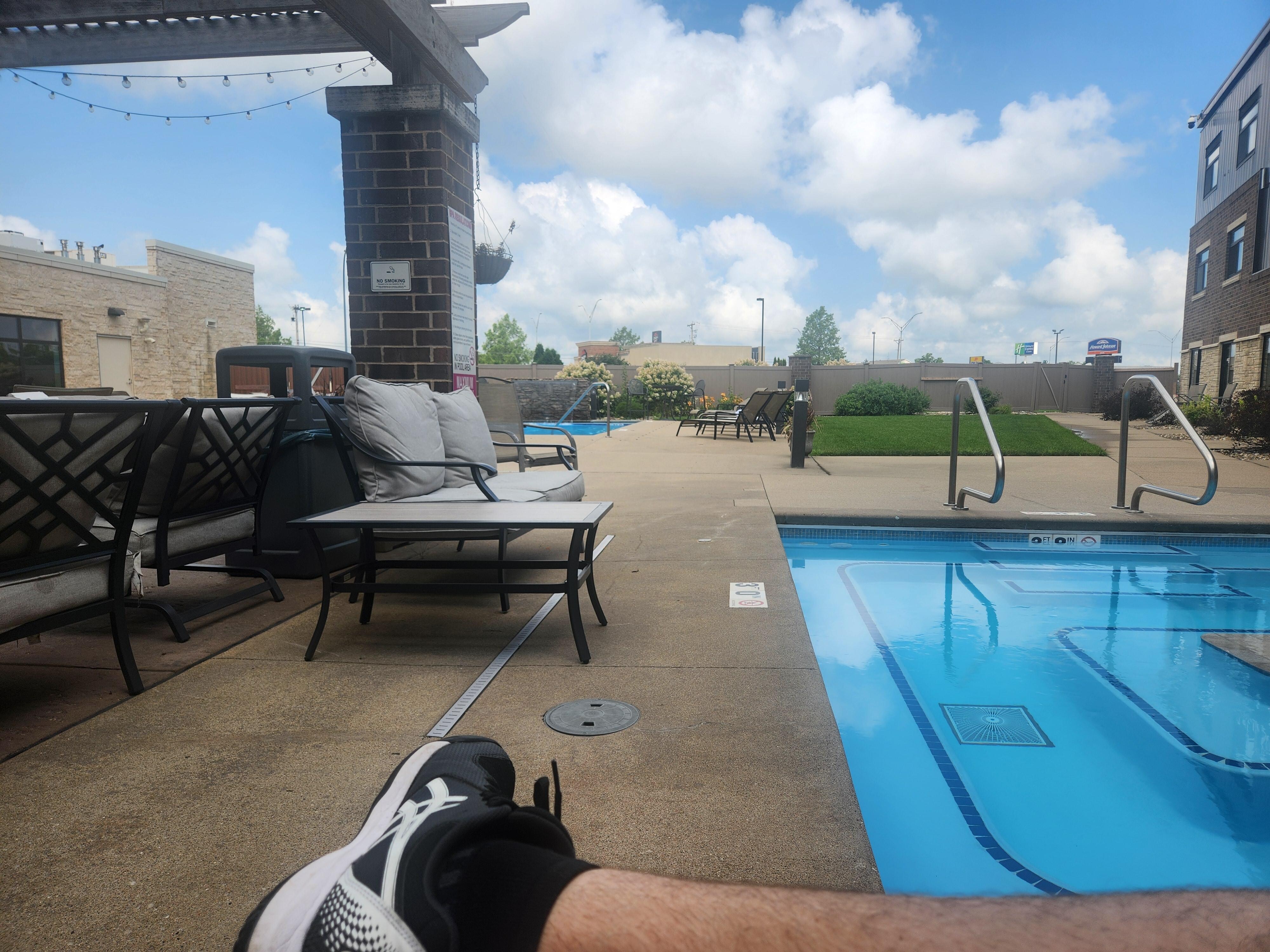 Post workout chill by the pool.