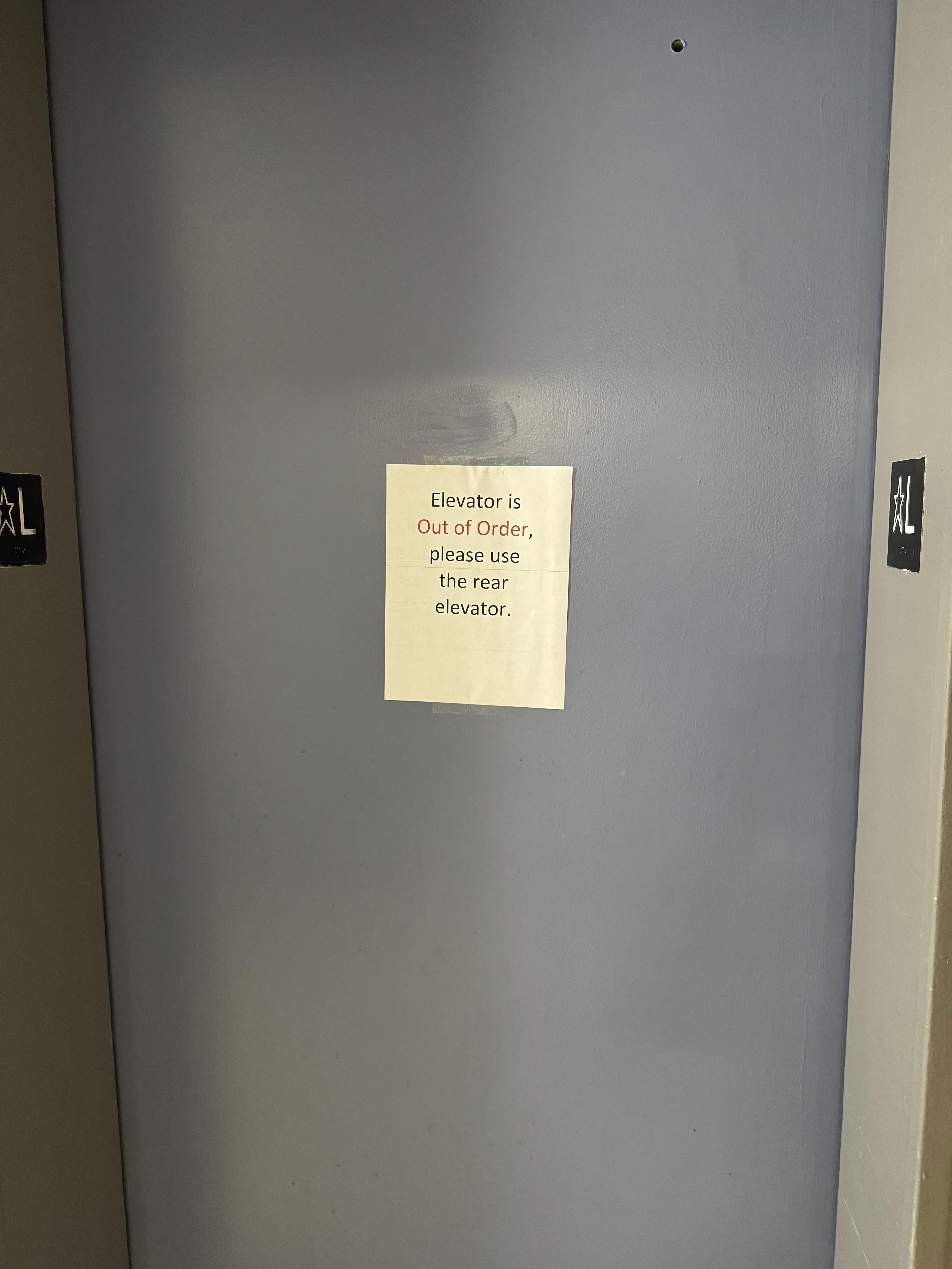 Elevator doors out of order