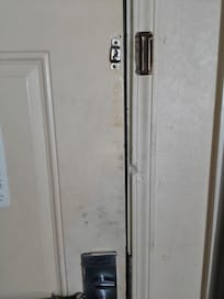 No secondary lock on the door. I was concerned enough to put the chair under the handle and push the nightstand up to the chair in hopes it would make enough noise to wake me if it moved