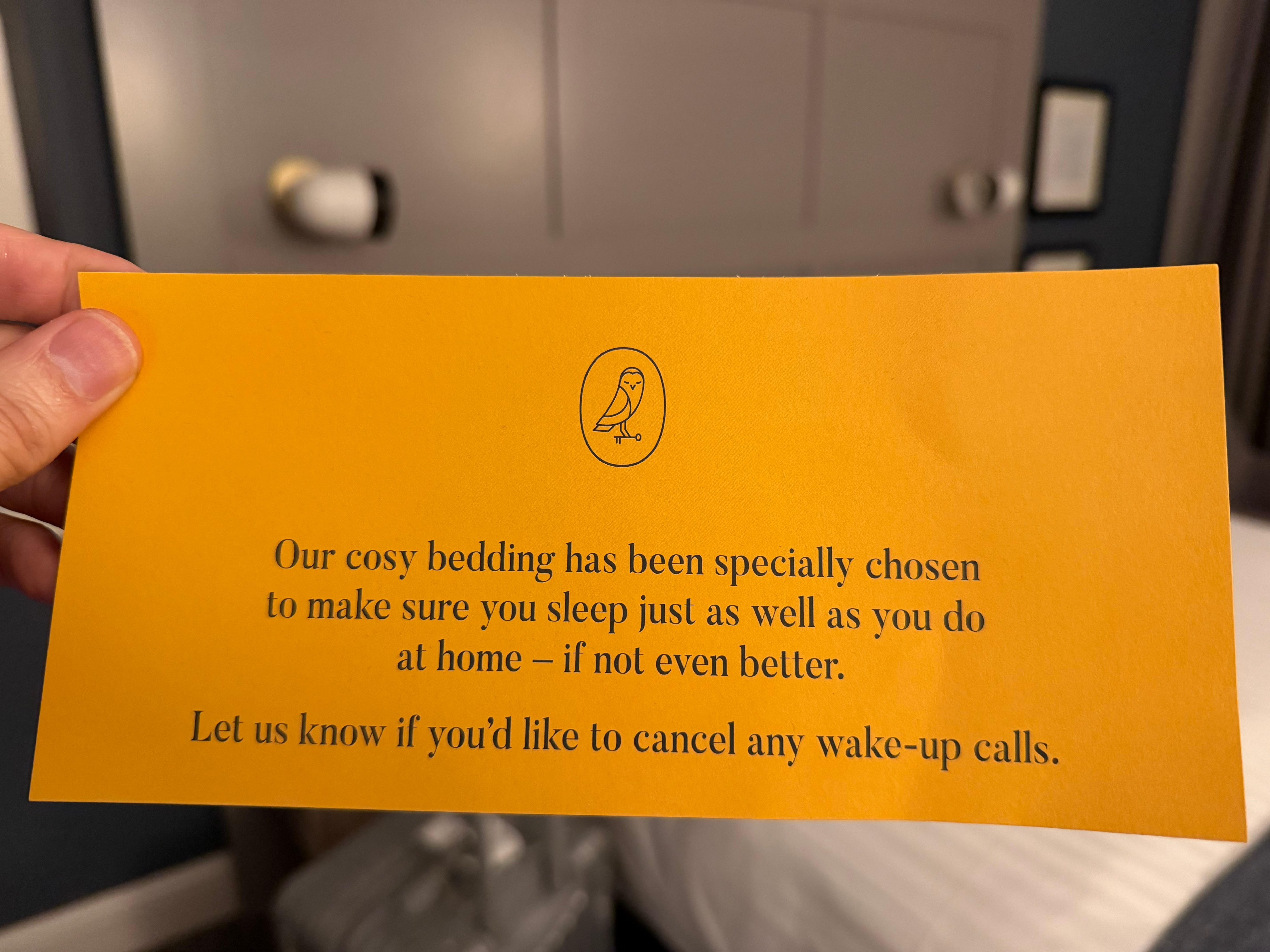 I think they wanted me to let them know if I wanted a wake-up call? I was confused! : )