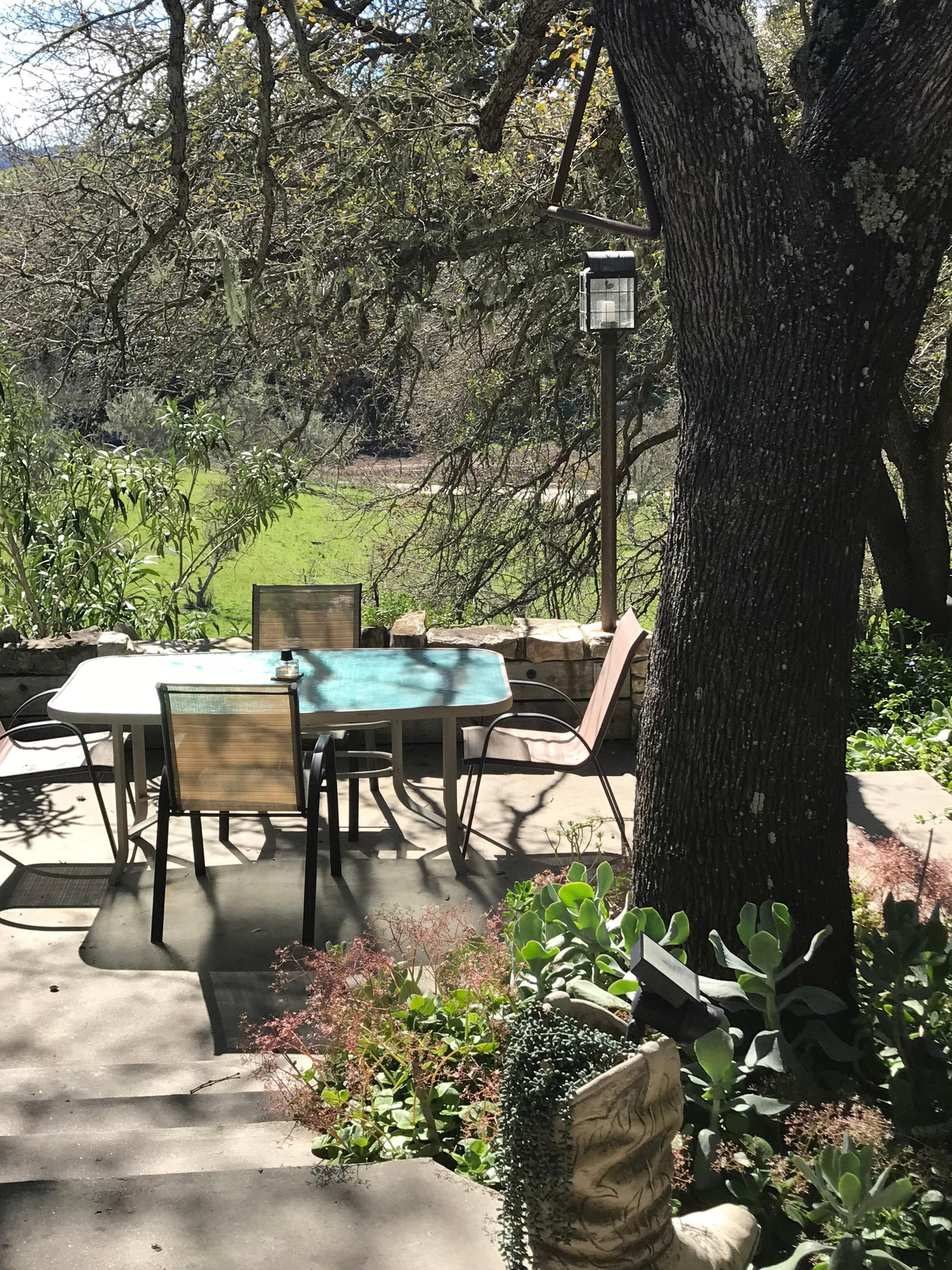 Outside patio is private and beautiful.