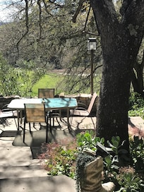 Outside patio is private and beautiful.