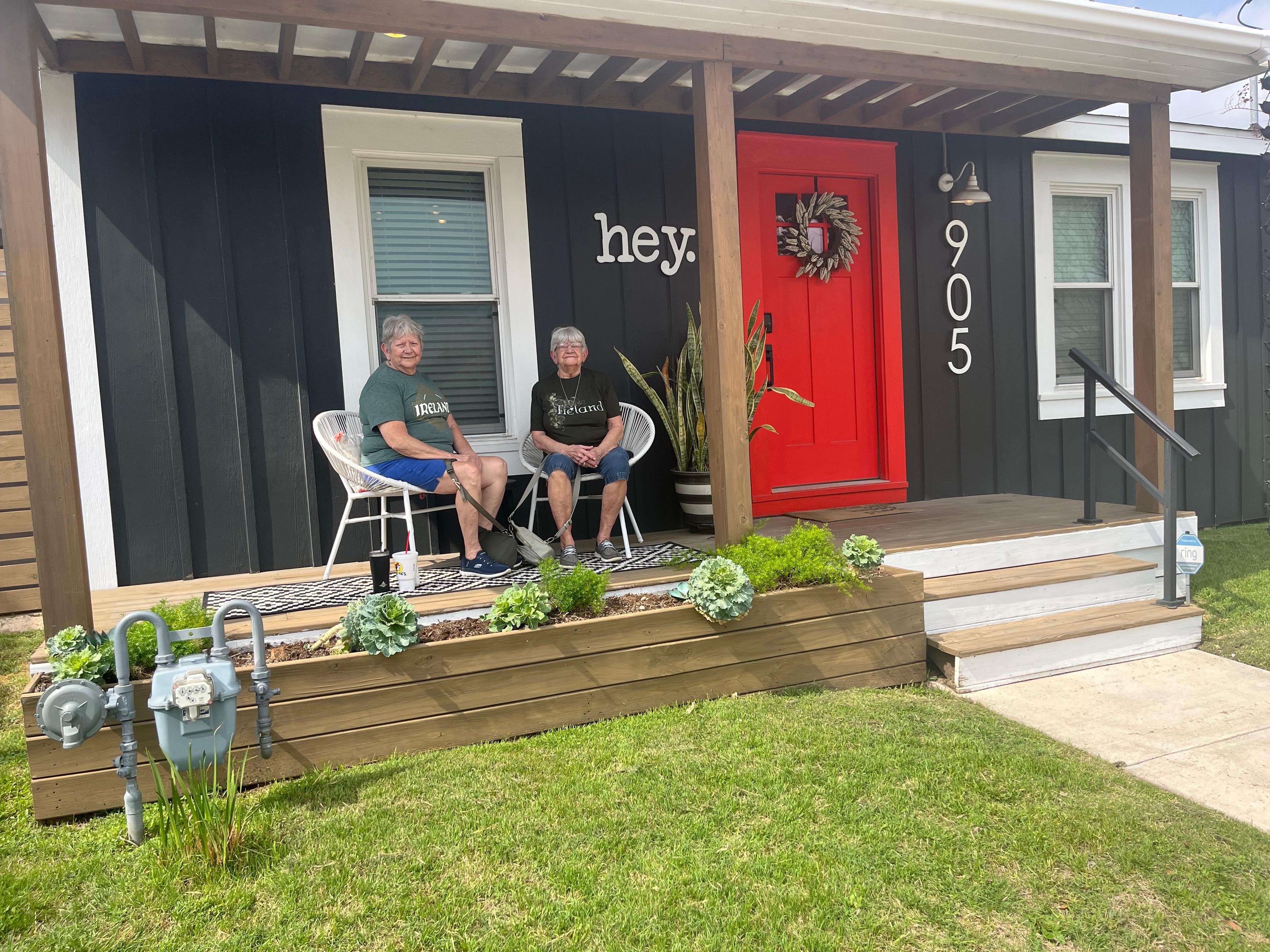 My mom and my aunt, day one of this cute cottage