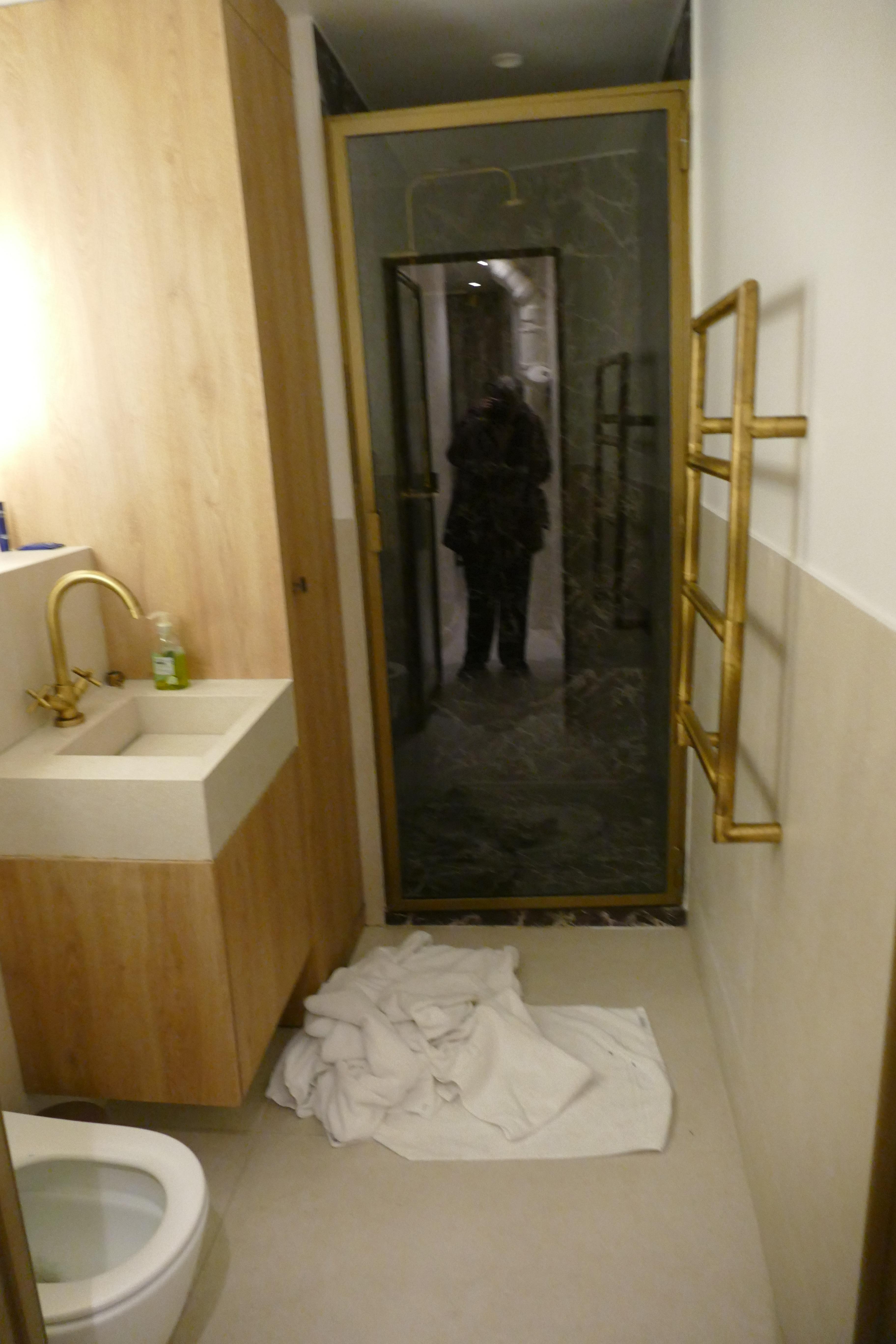 Easy to step into, large shower.