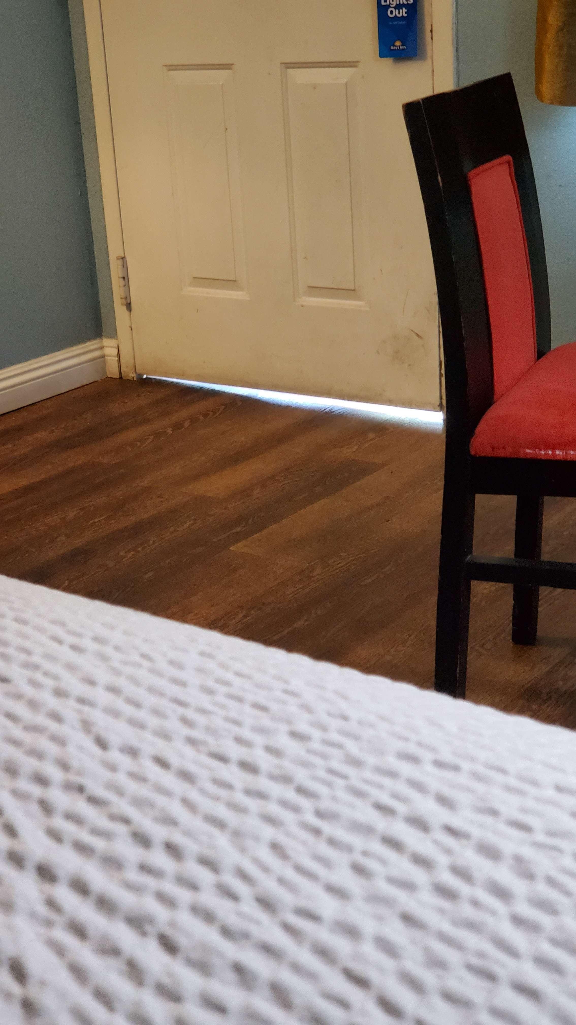 Floor uneven.. see gap at bottom of the door