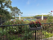 View from the dining room with the sea in the distance