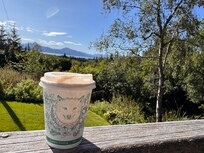 Coffee from a local shop from the top deck!