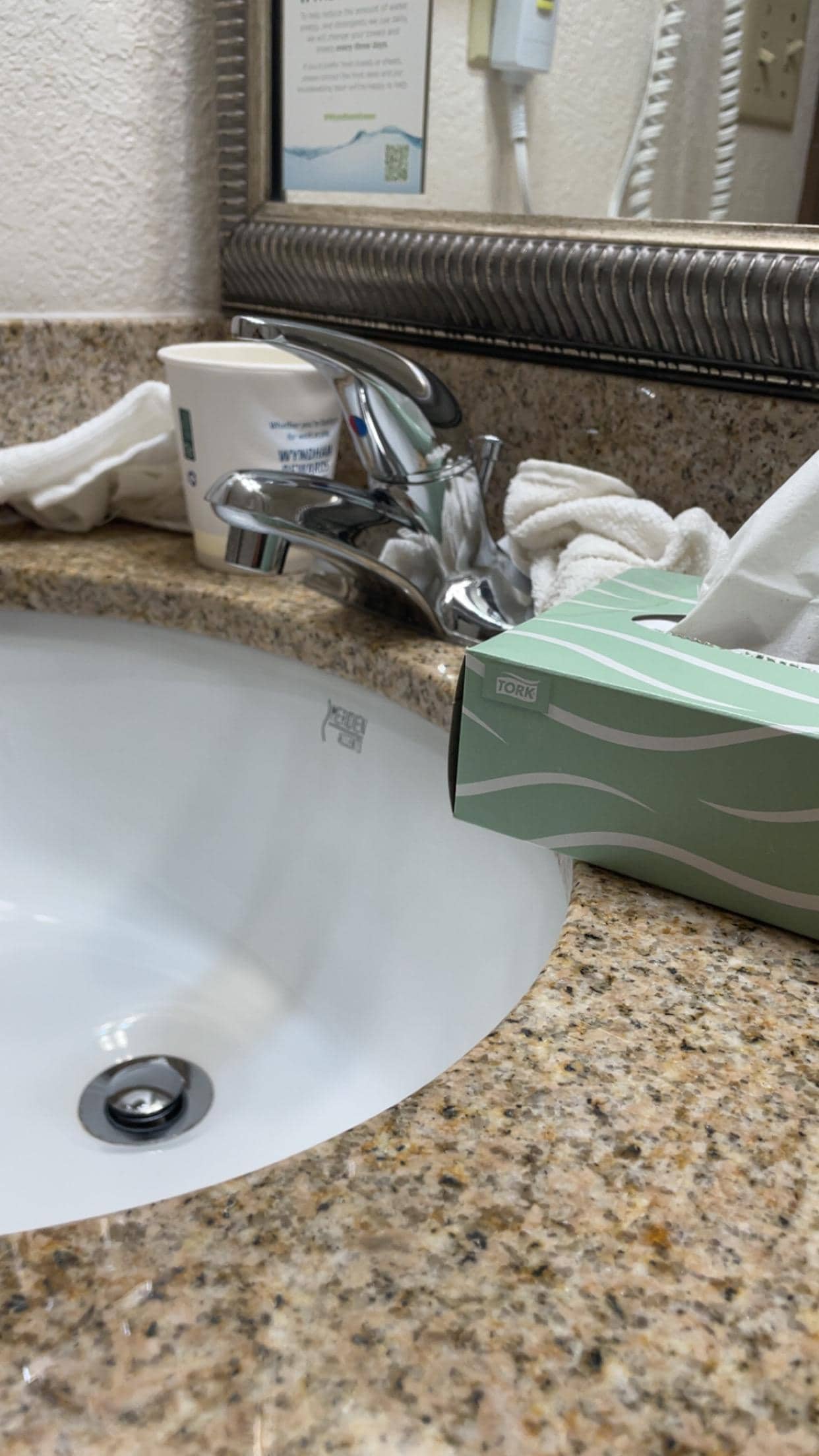 Wet washcloth on sink