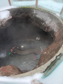 Looking down into grotto from outside