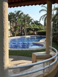 pool has a covered area to have a small family event.