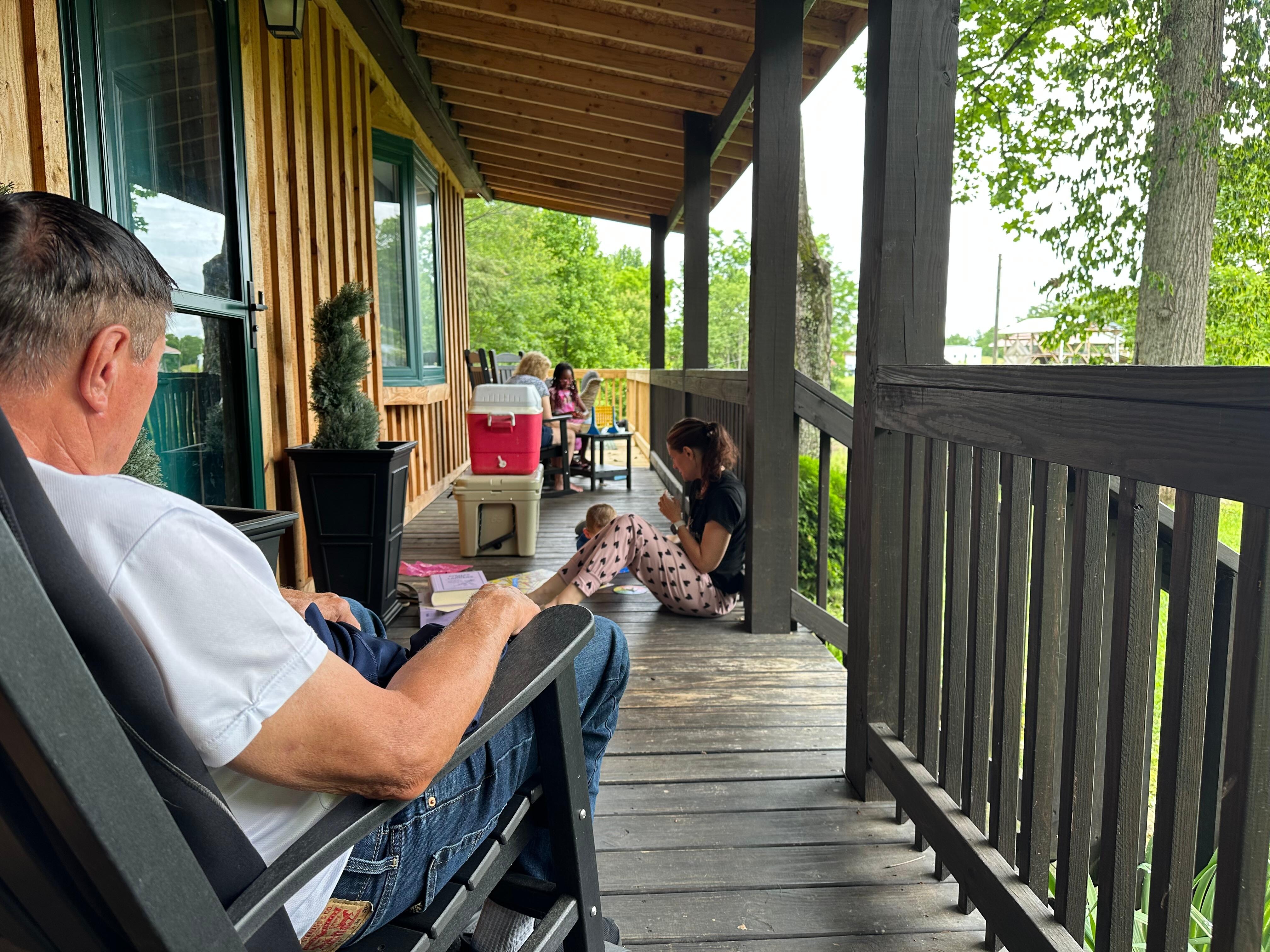Enjoying the morning on the front porch