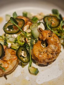 Zuchini noodles with Tiger Shrimp
