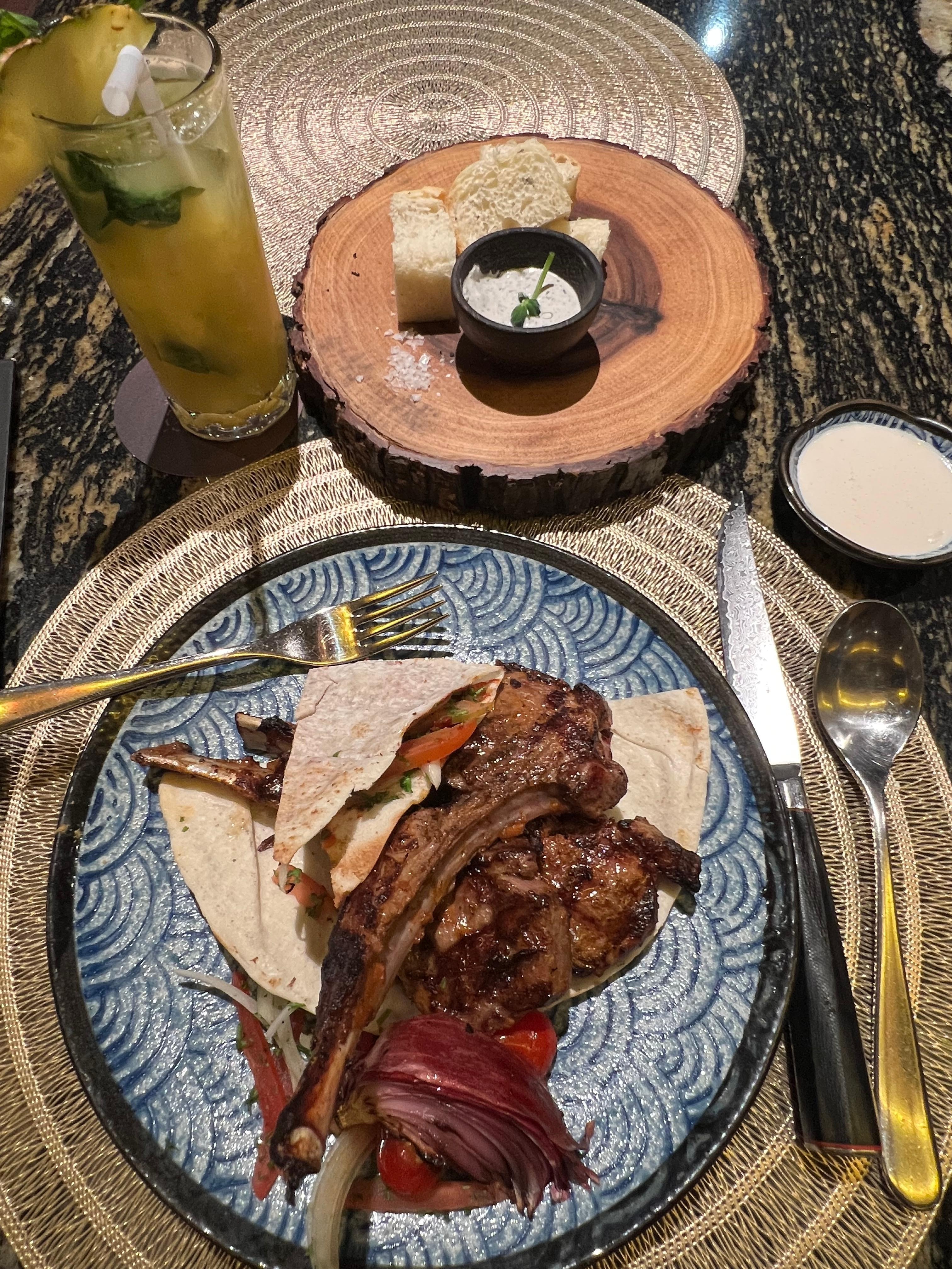 Delicious lamb chop dinner 