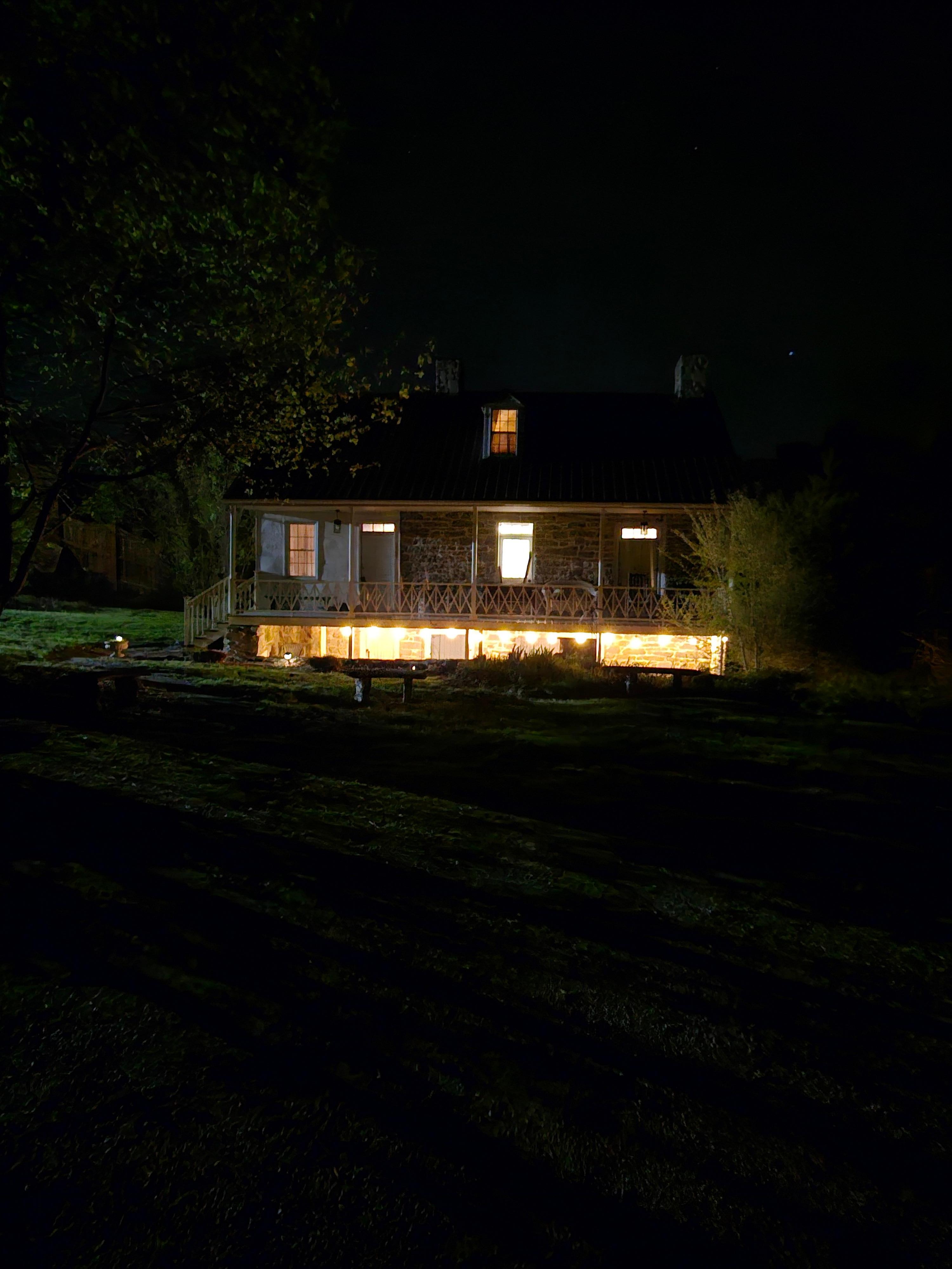 The spring house at night