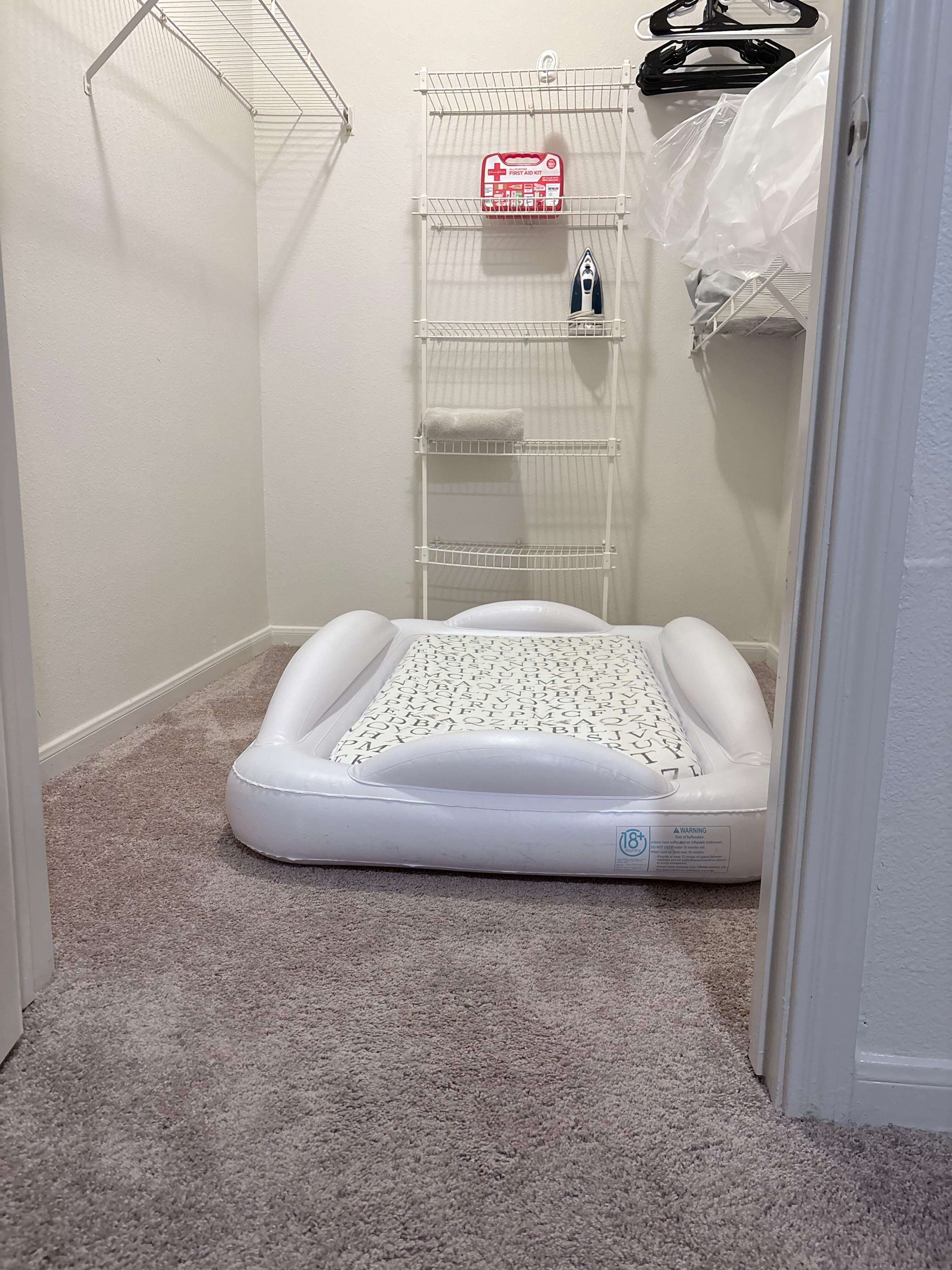 I was able to put a toddler air mattress in the closet for my son and it worked out well! 
