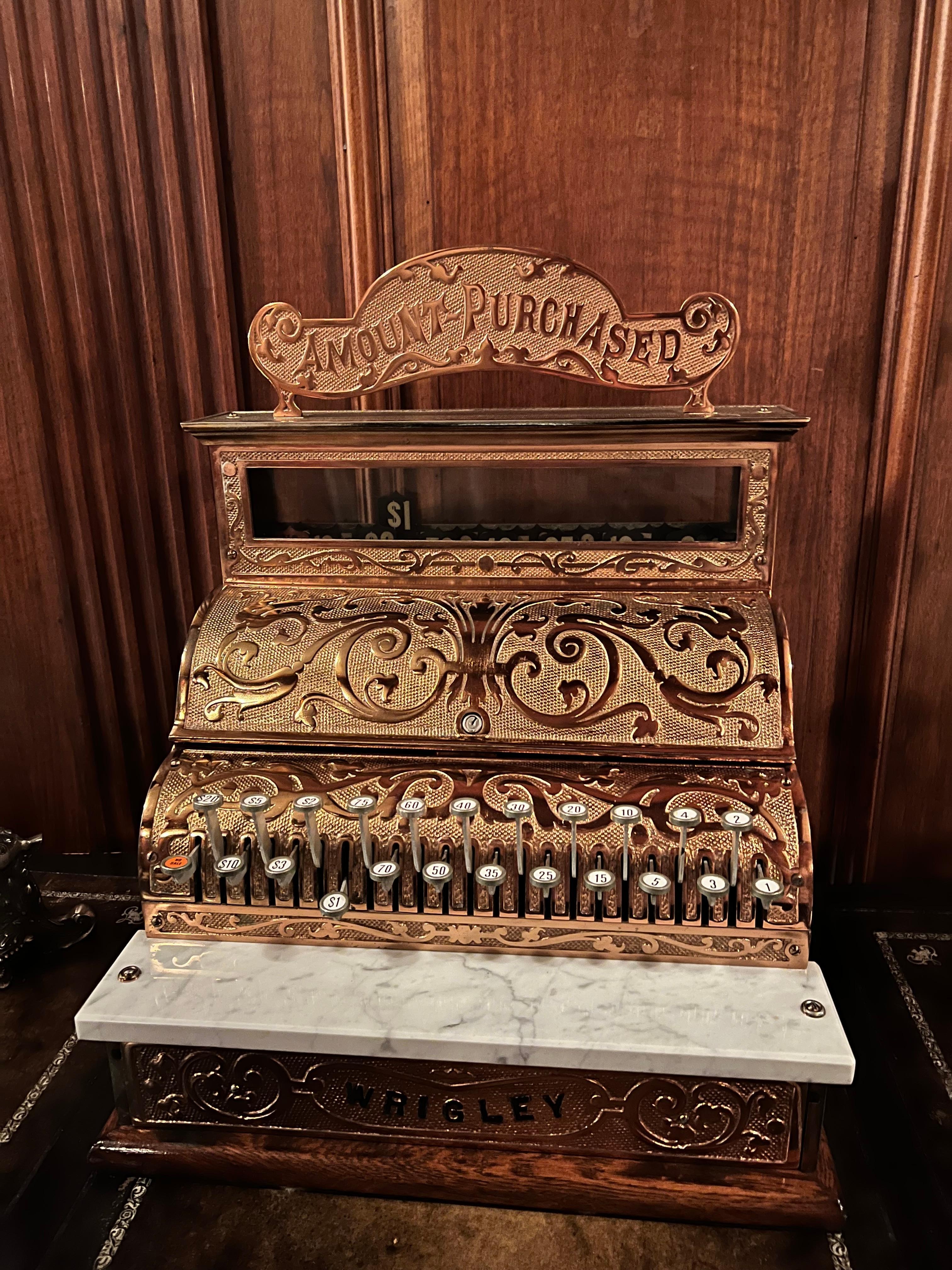 An old cash register located in the lobby
