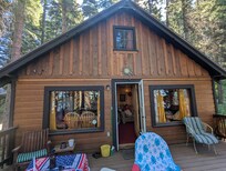 The cabin is quaint and cozy.