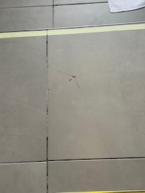 Broken tile on step to bathroom